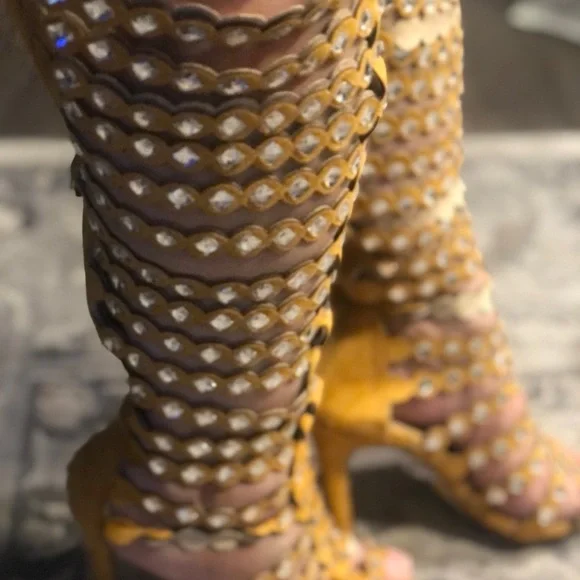 Cape Robbin Open Toe Lace Up Gladiator Over The Knee Thigh High Caged Sandals - Picture 7 of 16